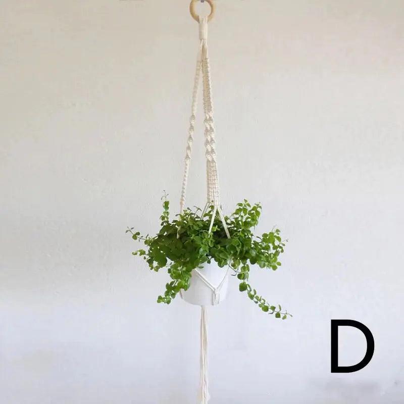 Macramé Hangplanter met Keramische Pot en Natuurlijke Textuur