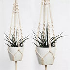 Macramé Hangplanter met Keramische Pot en Natuurlijke Textuur