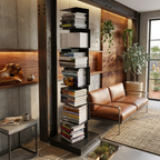 Verticale Metalen Boekenrek met Zwevende Legplanken