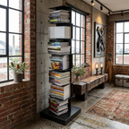Verticale Metalen Boekenrek met Zwevende Legplanken