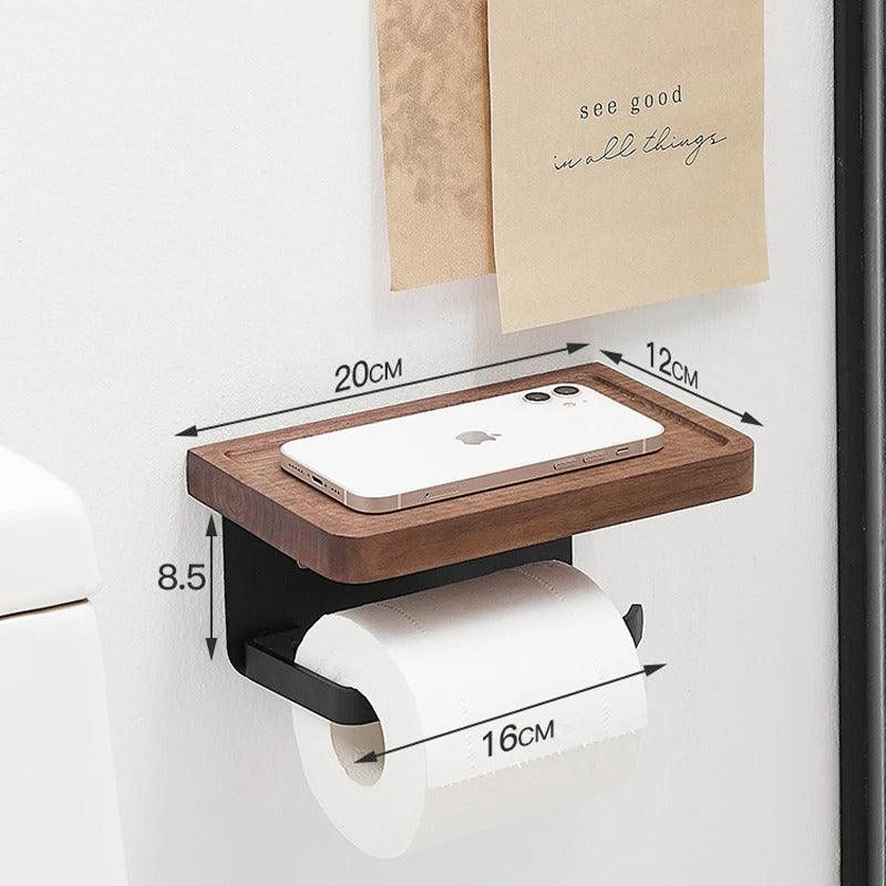 Houten Wandhouder met Ledge en Metaalaccenten