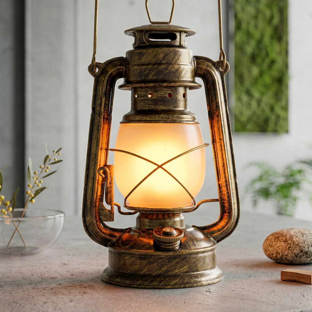 IJzeren Lantaarnlamp met Retro Vorm en Draagbare Constructie