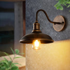 Industriële Buitenlamp met Boogarm en Metalen Kap