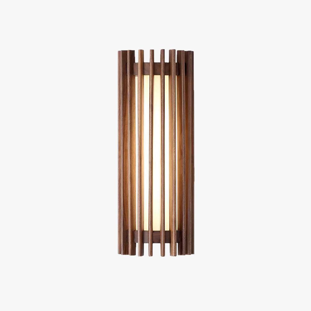 Houten Wandlamp met Minimalistische Vorm en Warme Sfeerverlichting