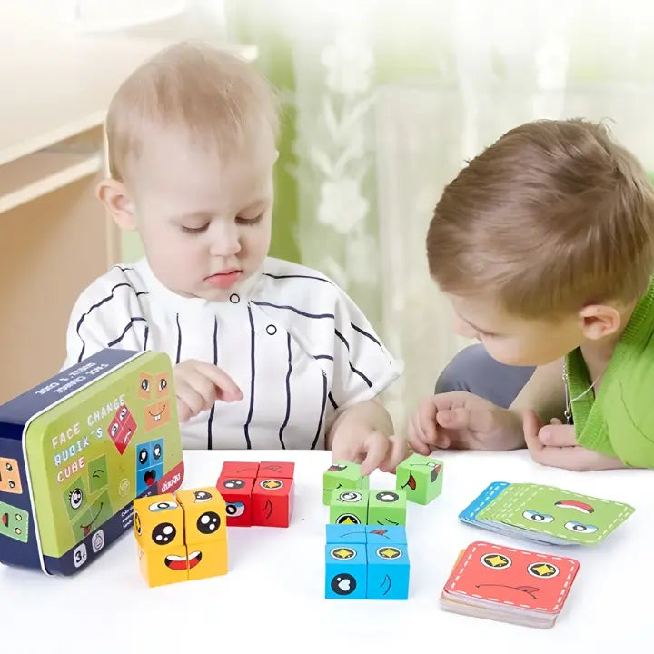 Houten Blokkenset met Emotie‑Spel en Creatieve Ontwikkeling
