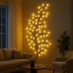 LED‑Slingertak met Warm Licht en Natuurlijke Sfeeraccenten