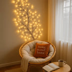 LED‑Slingertak met Warm Licht en Natuurlijke Sfeeraccenten