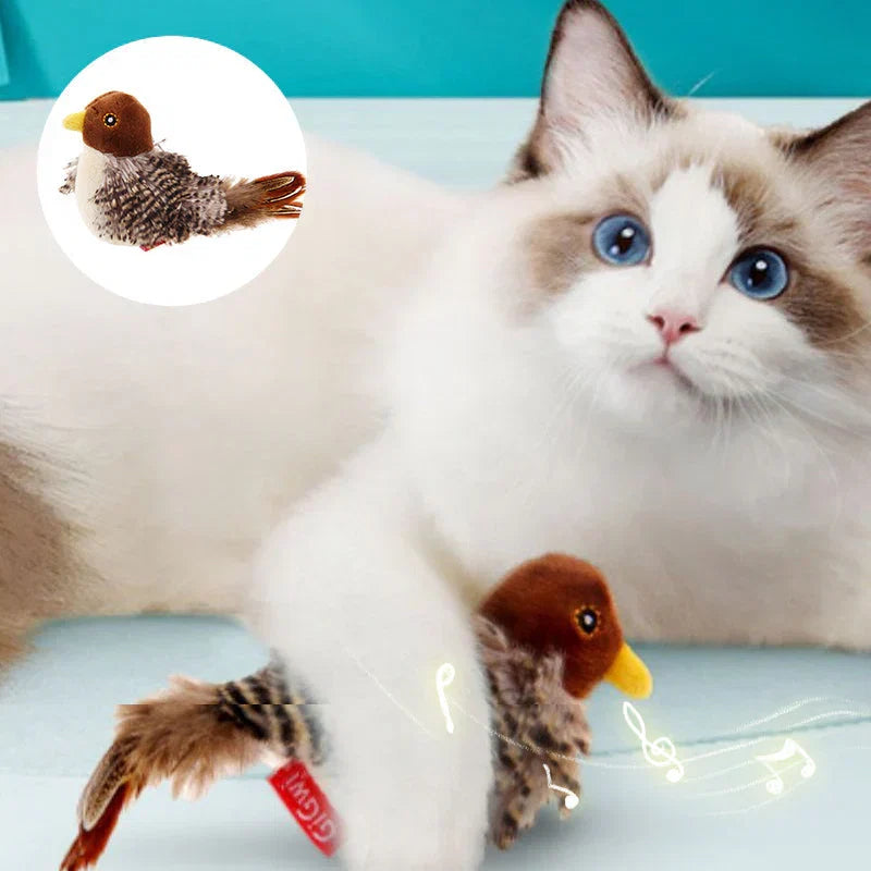 Interactief Vogelspeeltje voor Katten met Geluid en Veerbeweging