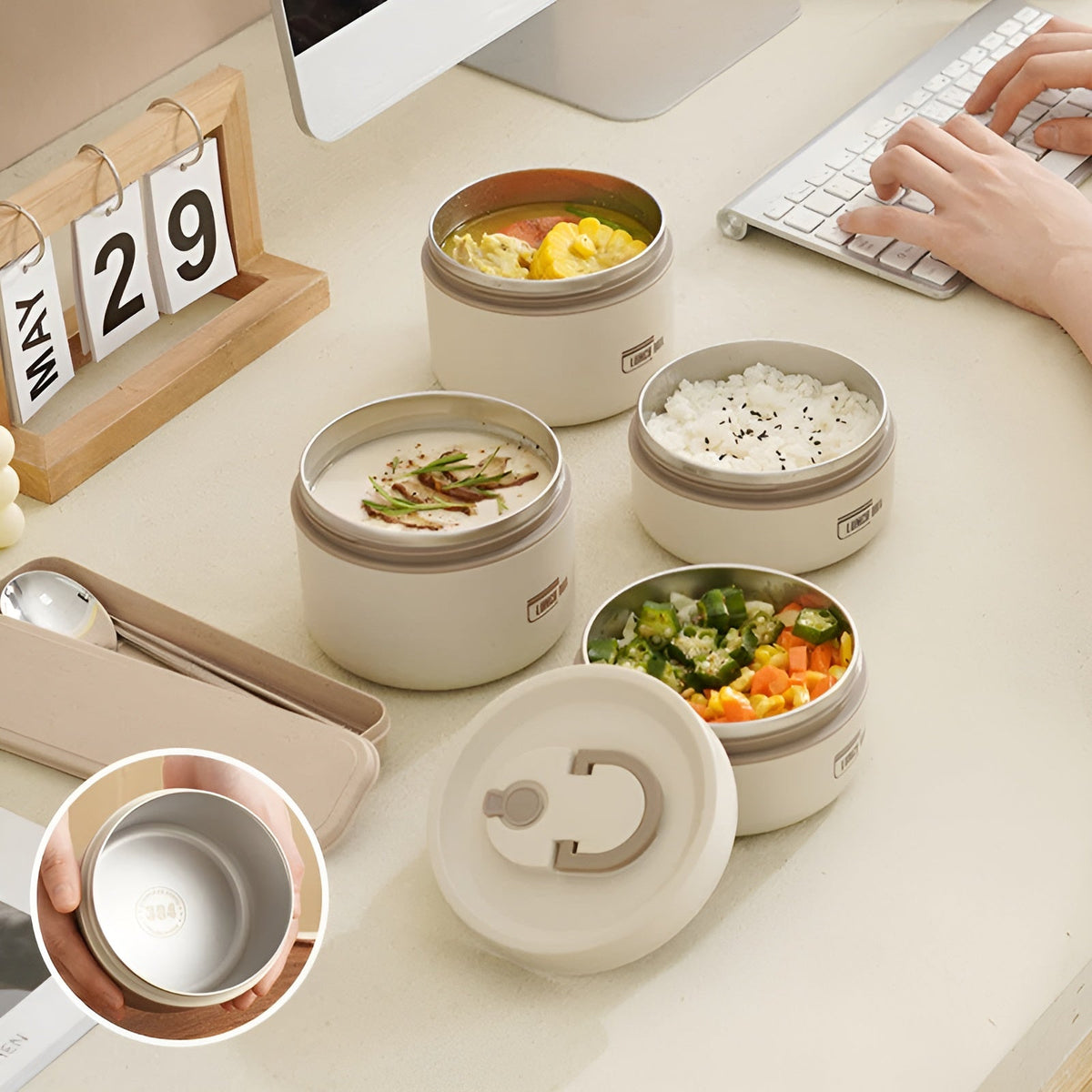 Geïsoleerde Lunchbox Met Meerdere Compartimenten