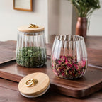 Theebewaarpot Van Borosilicaatglas Met Houten Deksel En Luchtdichte Afwerking
