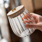Theebewaarpot Van Borosilicaatglas Met Houten Deksel En Luchtdichte Afwerking