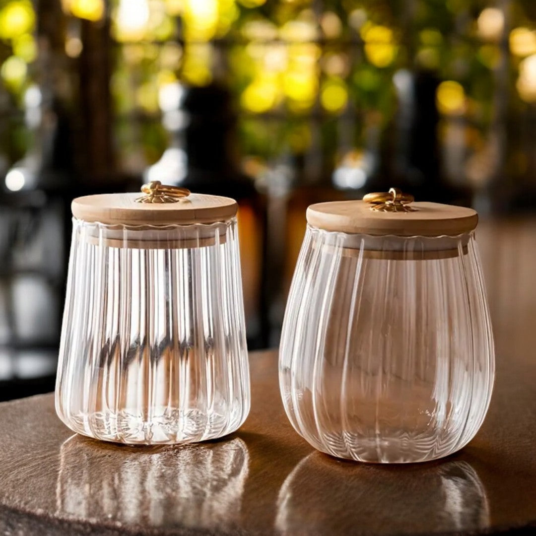 Theebewaarpot Van Borosilicaatglas Met Houten Deksel En Luchtdichte Afwerking