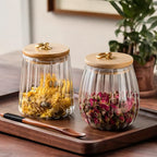 Theebewaarpot Van Borosilicaatglas Met Houten Deksel En Luchtdichte Afwerking