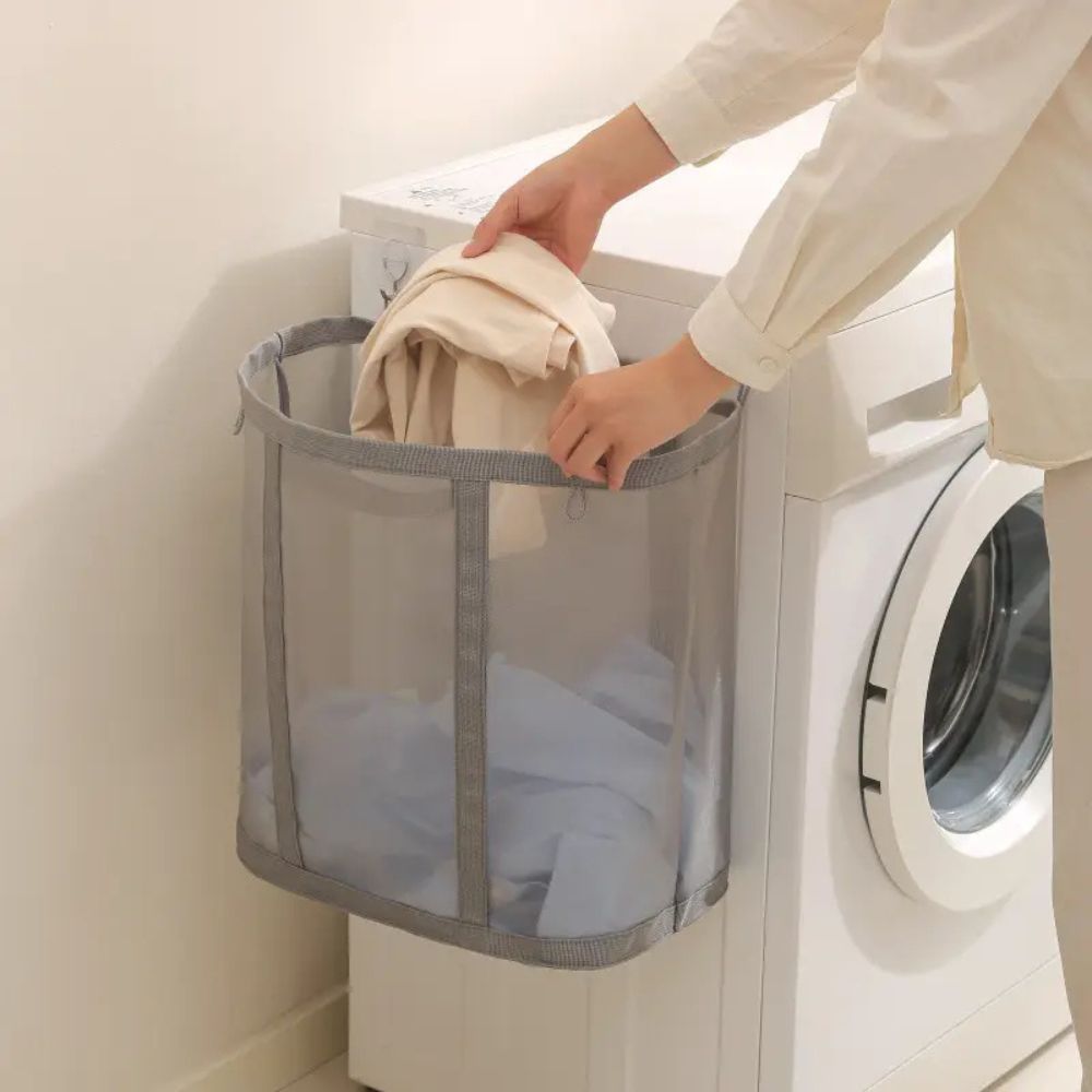Opvouwbare Wasmand Van Mesh Voor Praktische Wasopslag