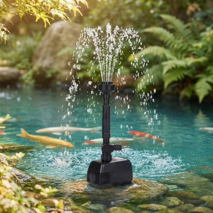 Fonteinpomp met Regelbare Waterstroom en Sproeikoppen voor de Vijver