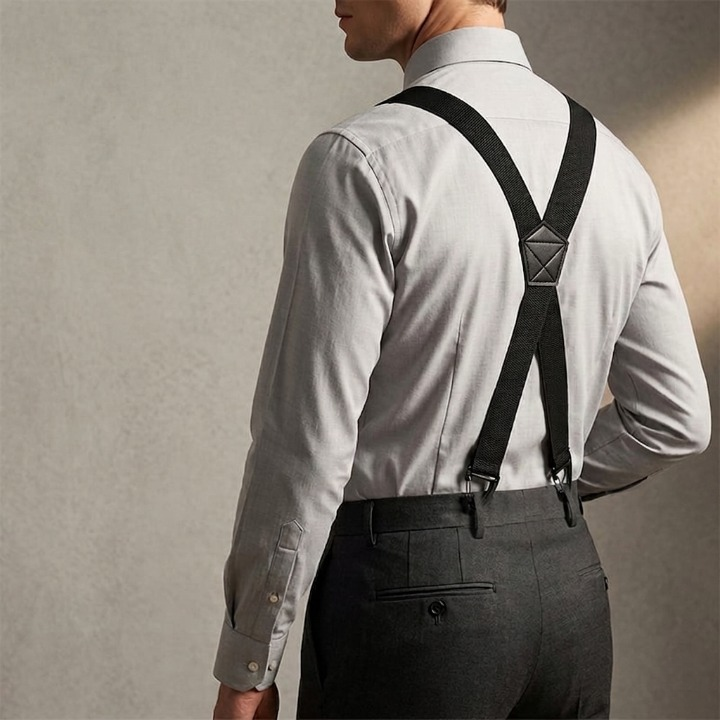 Brede herenbretels met metalen clips en verstelbare banden