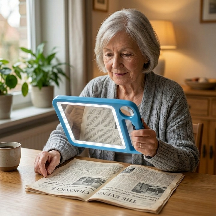 LED-leesloep met vergrootglas en meerdere lichtstanden