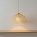 Rieten Hanglamp Met Handgevlochten Kap En Zachte Natuurlijke Lichtspreiding