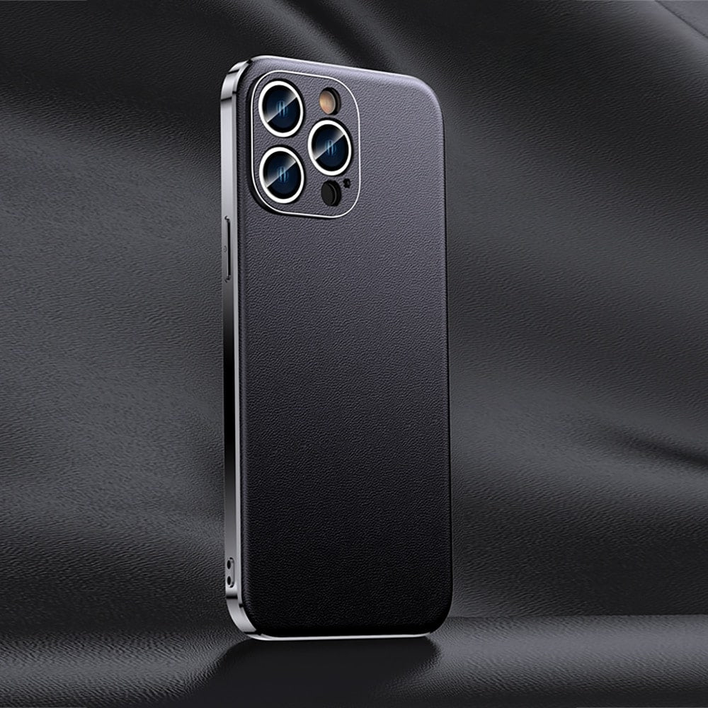 iPhone-hoesje van rundleer met verhoogde beschermranden