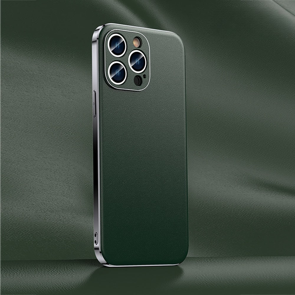 iPhone-hoesje van rundleer met verhoogde beschermranden