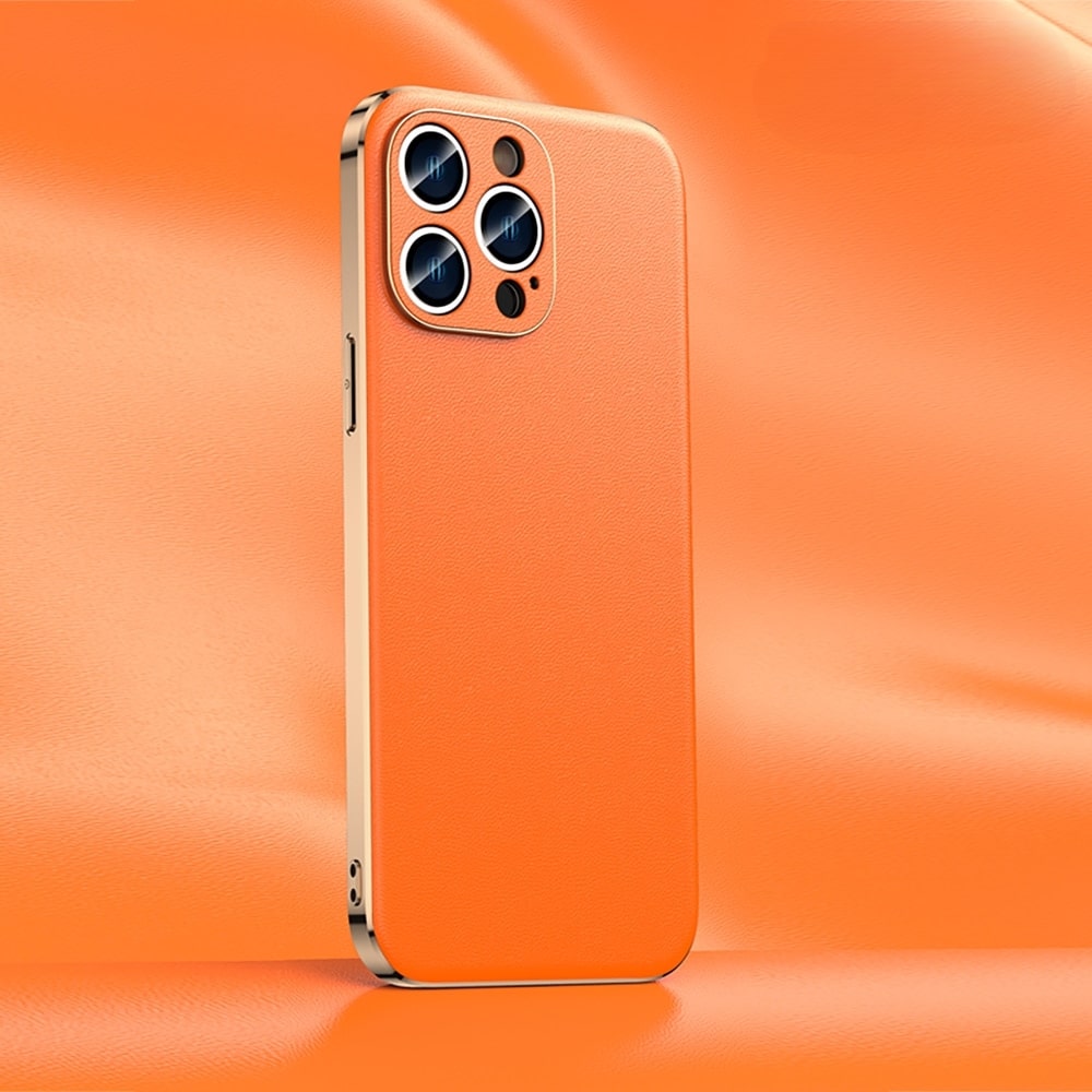 iPhone-hoesje van rundleer met verhoogde beschermranden