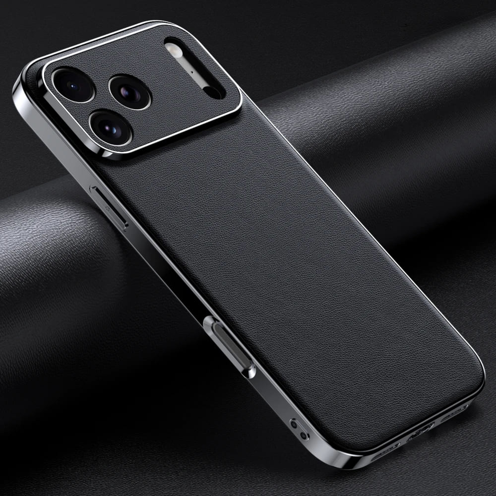 iPhone-hoesje van rundleer met verhoogde beschermranden