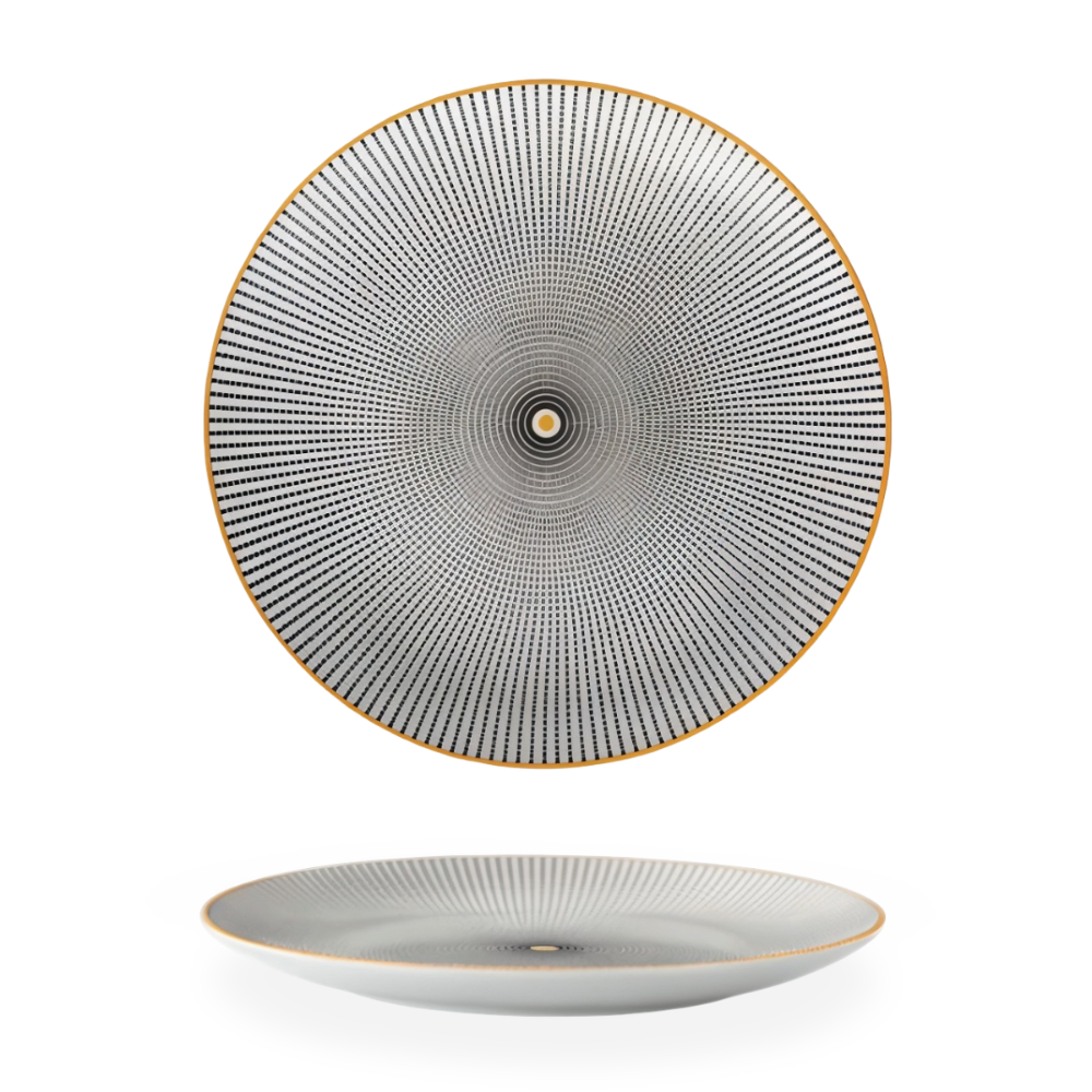 Porseleinen Dinerbord Met Geometrisch Ontwerp Voor Een Moderne Tafelsetting