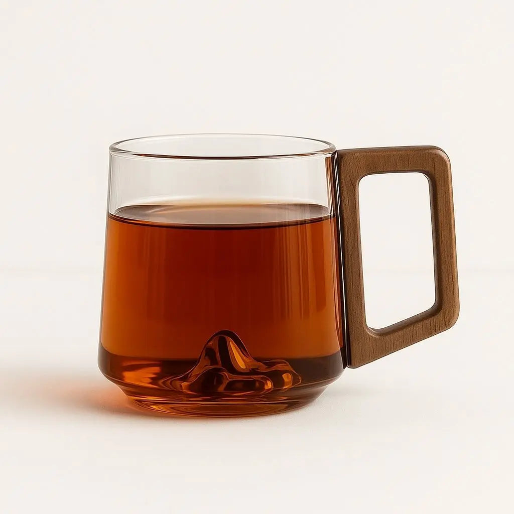 Glazen Mok Met Sculpturale Basis En Dagelijks Warm En Koud Drinkcomfort