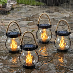 Solar Buitenlantaarn met Vlam‑Effect voor Hangende Buitenverlichting