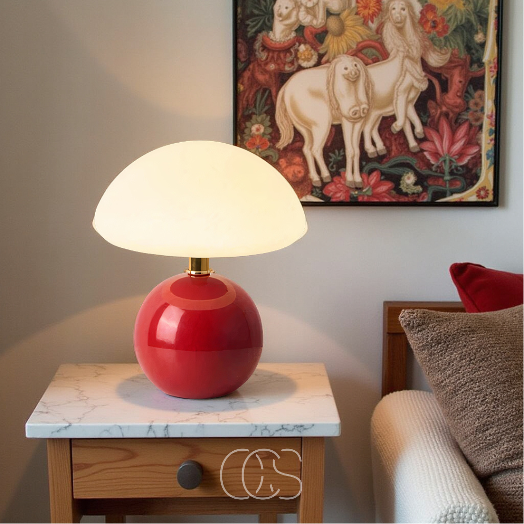 Dimbare Paddenstoellamp van Keramiek en Glas voor Sfeerverlichting