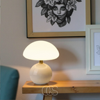 Dimbare Paddenstoellamp van Keramiek en Glas voor Sfeerverlichting
