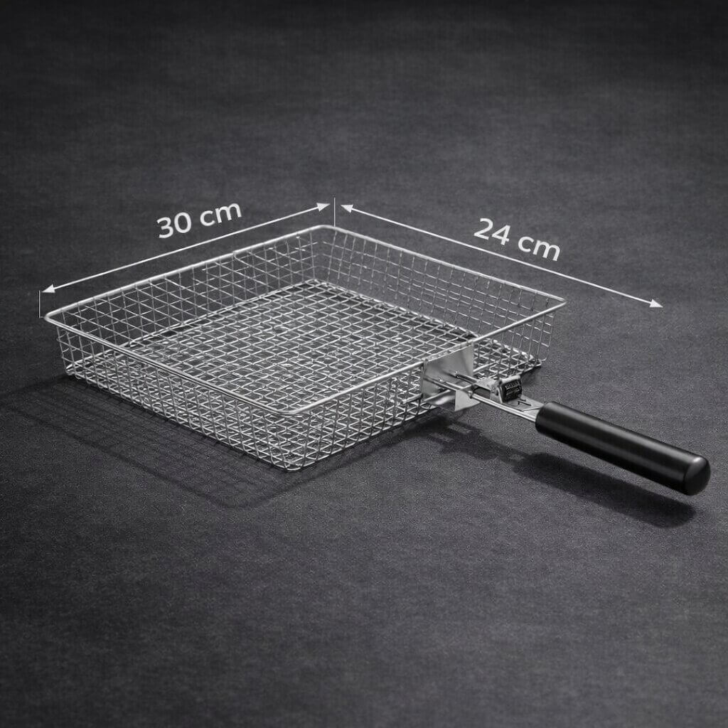 Roestvrijstalen Grillmand met Opklapbaar Rooster voor Barbecue en Grill