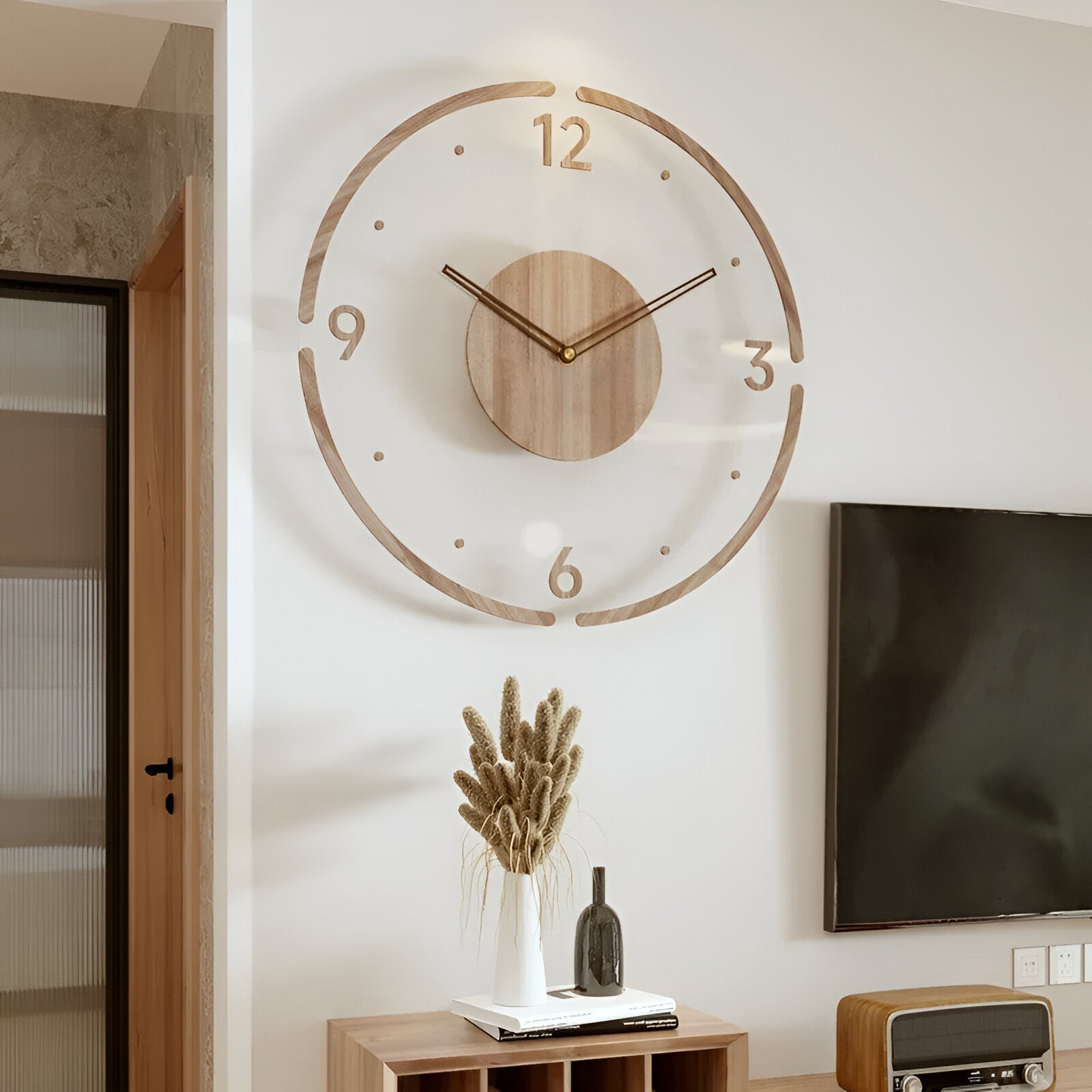 Houten Wandklok met Stil Uurwerk voor Moderne Interieurs