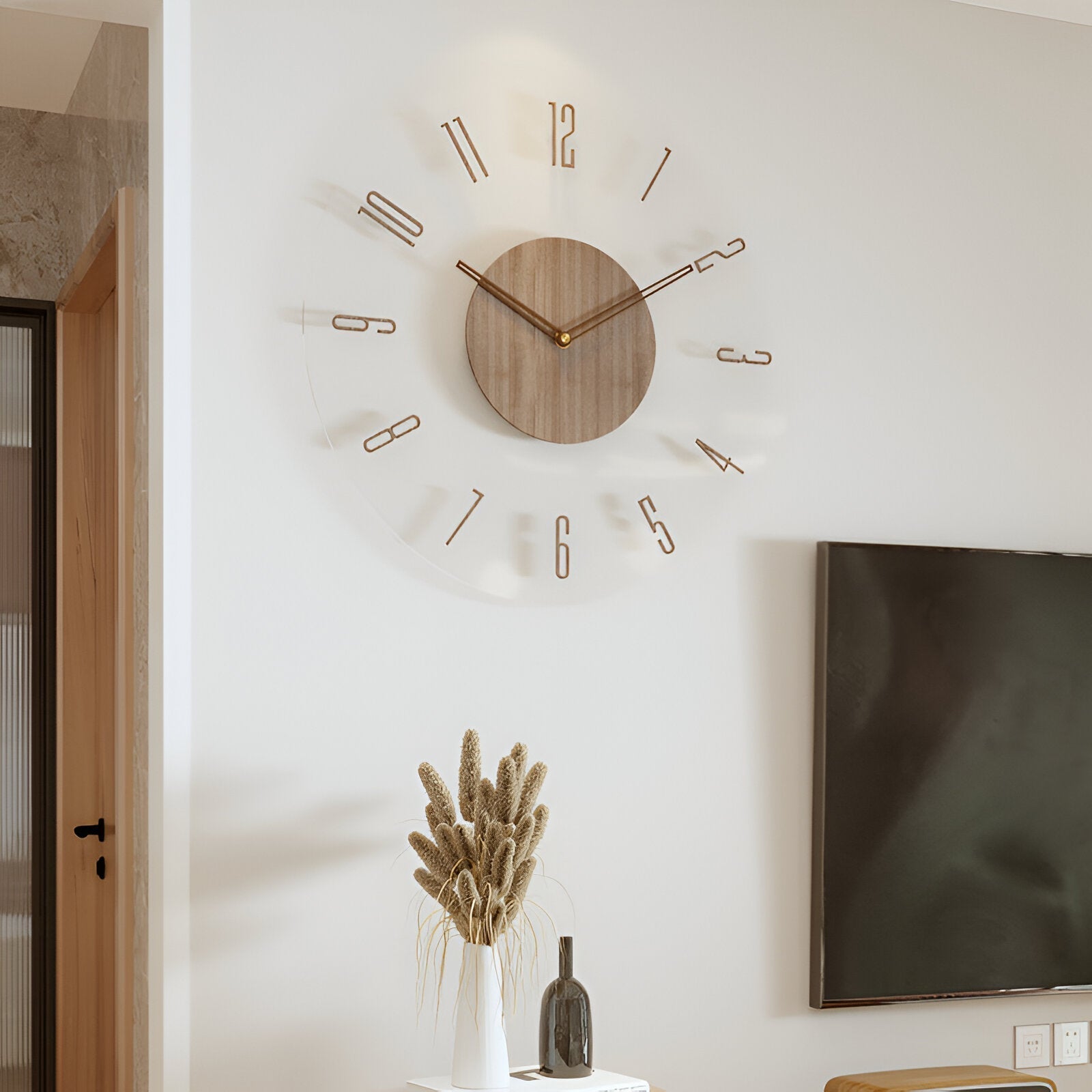 Houten Wandklok met Stil Uurwerk voor Moderne Interieurs