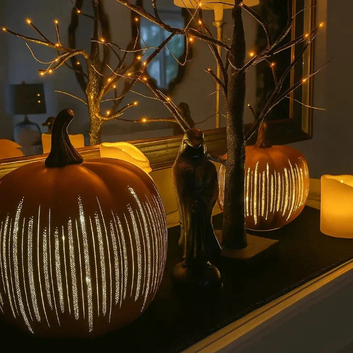 Pompoenlamp met LED-Licht en Timer voor Herfst- en Halloweendecoratie