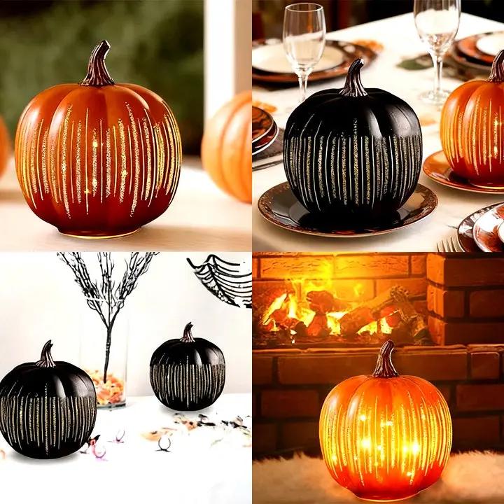 Pompoenlamp met LED-Licht en Timer voor Herfst- en Halloweendecoratie