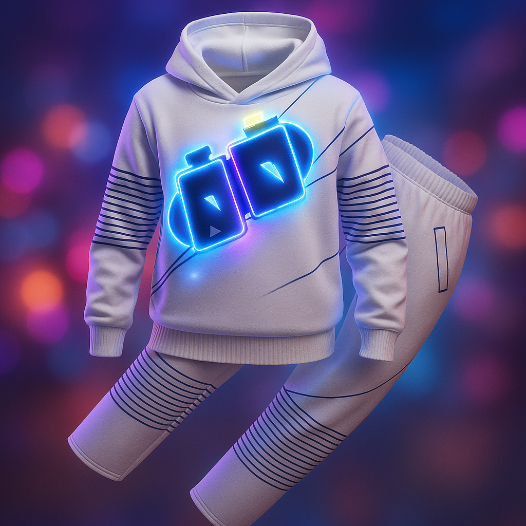 Dj Kostuum met Led Helm en Comfortabele Hoodie‑Set voor Feest en Festival