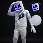 Dj Kostuum met Led Helm en Comfortabele Hoodie‑Set voor Feest en Festival