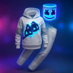 Dj Kostuum met Led Helm en Comfortabele Hoodie‑Set voor Feest en Festival
