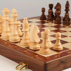 Opvouwbaar Houten Schaakbord met Verzwaarde Schaakstukken
