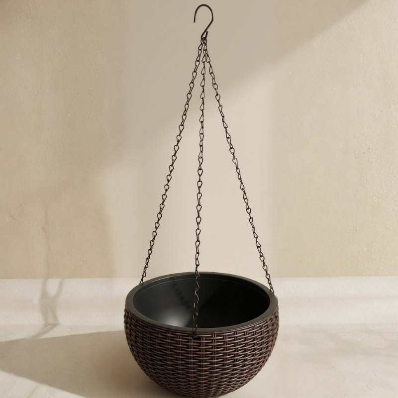 Hangplanter met Gevlochten Buitenlaag en Lichtgewicht Ophangconstructie