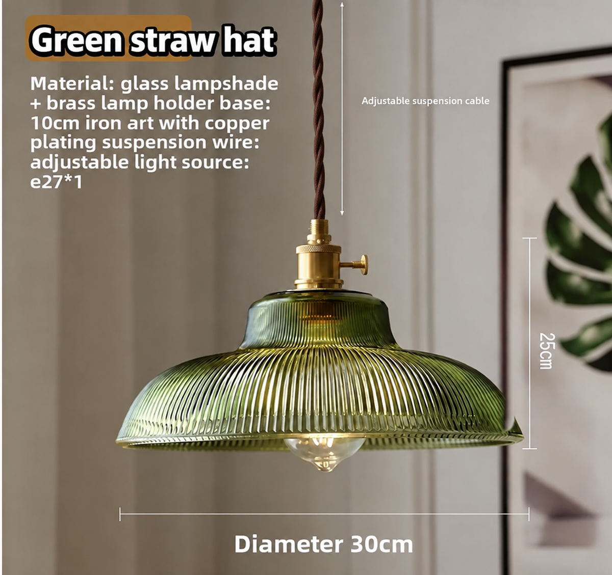 Vintage Hanglamp Met Geribbelde Glazen Kap Voor Sfeervolle Verlichting