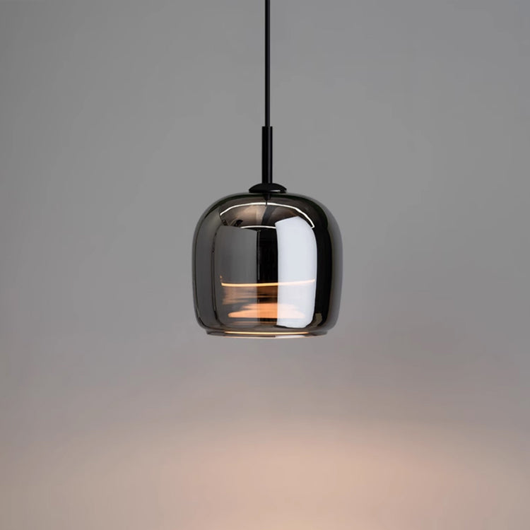 Hanglamp met afgeronde glazen kap uitvoering