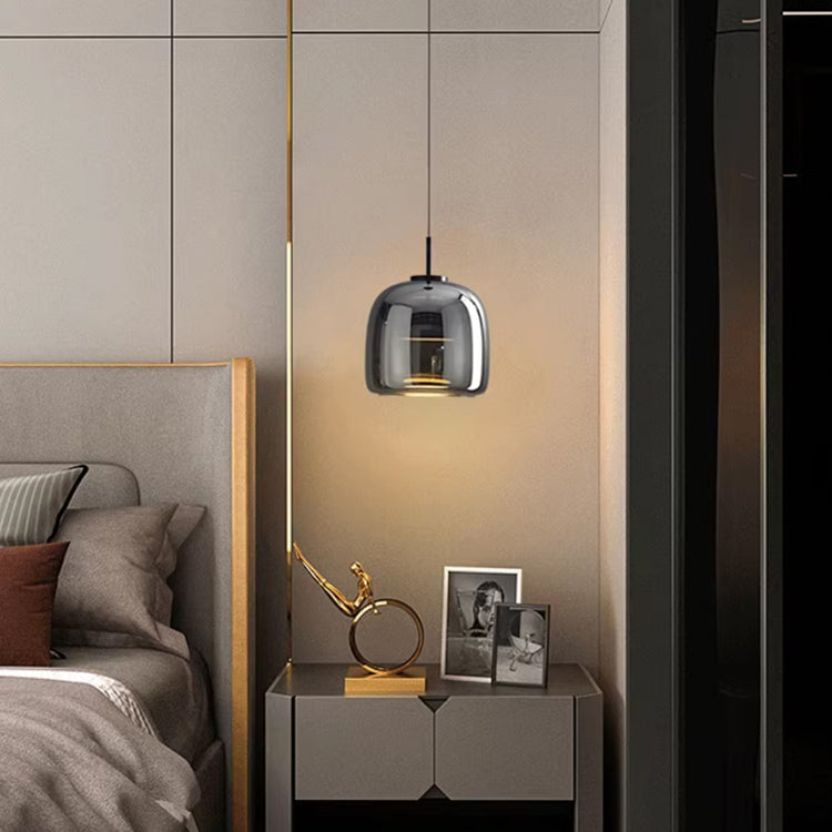 Hanglamp met afgeronde glazen kap uitvoering