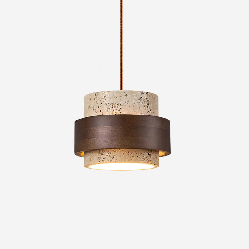 Hanglamp met cilindrische kap en contrasterende band