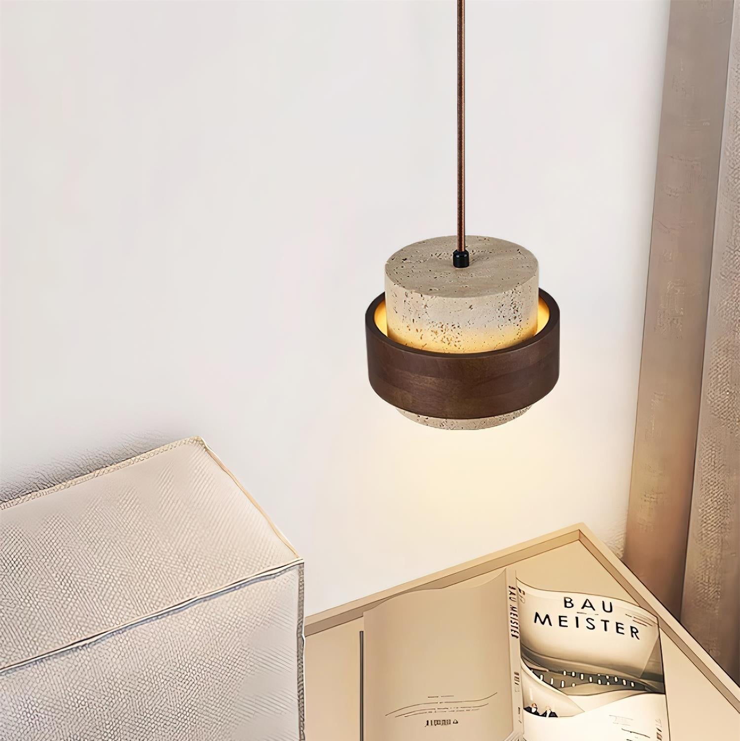 Hanglamp met cilindrische kap en contrasterende band