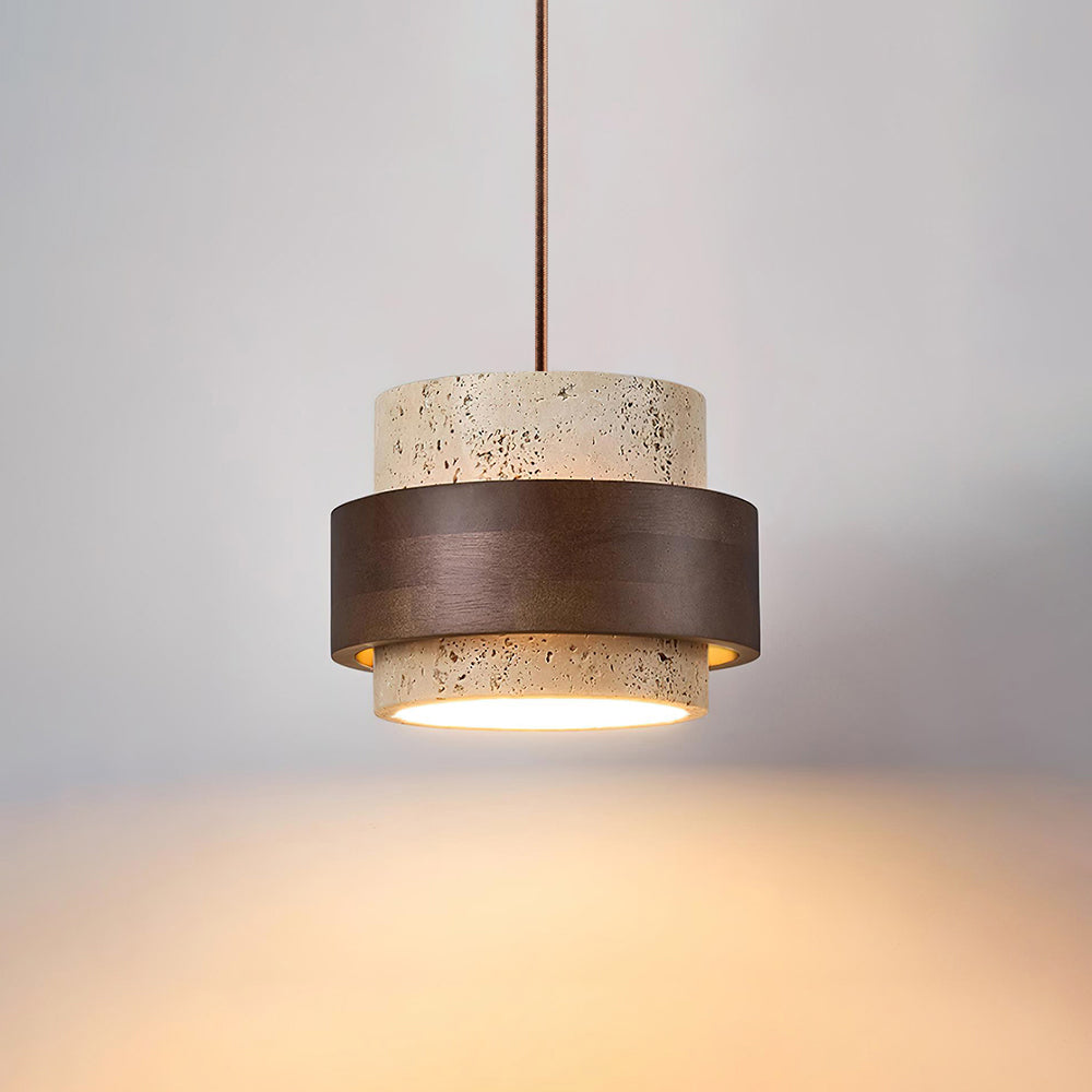 Hanglamp met cilindrische kap en contrasterende band