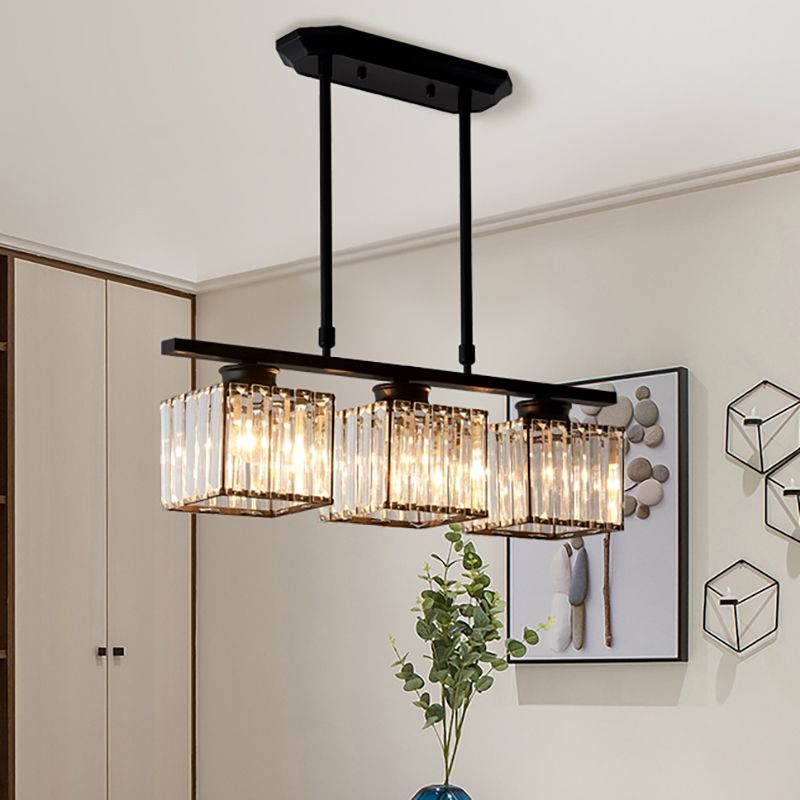 Hanglamp met glazen rechthoekige kap ontwerp