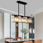 Hanglamp met glazen rechthoekige kap ontwerp