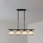 Hanglamp met glazen rechthoekige kap ontwerp
